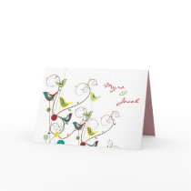 fatfatin Colorful Summer Birds Swirls Wedding Card
