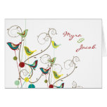 fatfatin Colorful Summer Birds Swirls Wedding Card