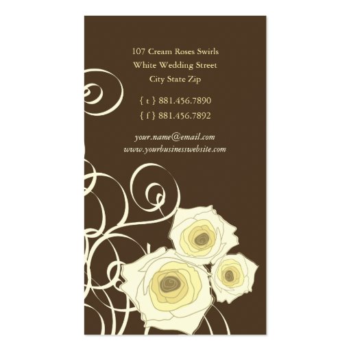 fatfatin Cream Roses & Swirls Profile Card Business Cards (back side)
