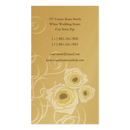 fatfatin Cream Roses & Swirls Profile Card Business Card Template (back side)