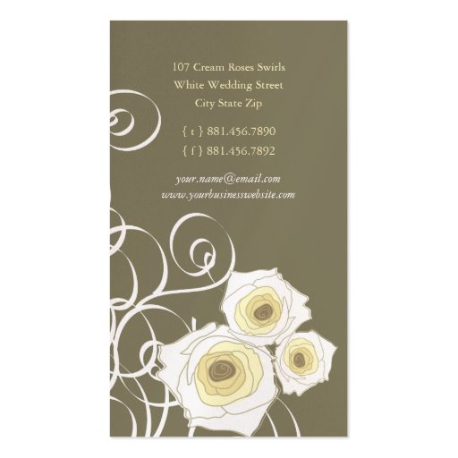 fatfatin Cream Roses & Swirls Profile Card Business Cards (back side)