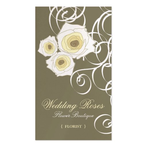 fatfatin Cream Roses & Swirls Profile Card Business Cards (front side)