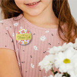fatfatin Daisy Pop Pink Wedding Name Tag Button