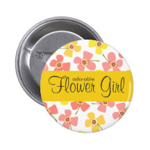 fatfatin Daisy Pop Pink Wedding Name Tag Button