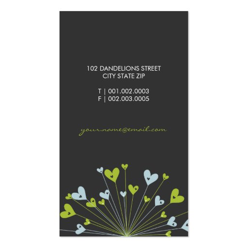 fatfatin Dandelions Love 07 Profile Card Business Cards (back side)