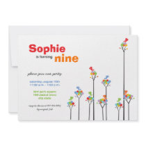 fatfatin Dot Trees + Cute Birds Birthday Invite
