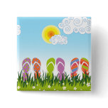 fatfatin Flip Flops Fun In The Sun Custom Button buttons