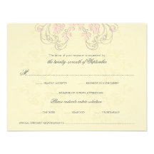 fatfatin Floral Flourish Charcoal Baby Pink RSVP Custom Announcements