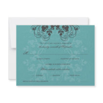 fatfatin Floral Flourish Charcoal Peacock RSVP Car Invitation