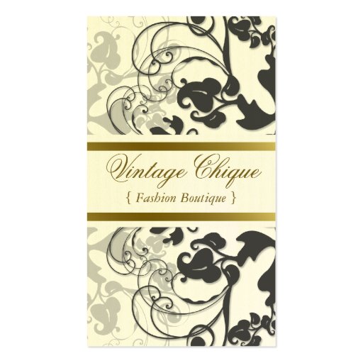 fatfatin Floral Flourish Charcoal Profile Card Business Card Templates (front side)