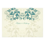 fatfatin Floral Flourish Peacock Blue Wedding Invi Personalized Announcements