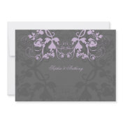 fatfatin Floral Flourish Purple Wedding Invitation