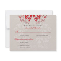 fatfatin Floral Flourish Red (R) Wedding RSVP Card Personalized Announcements