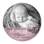 fatfatin Floral Paisley Black Birth Announcement magnets