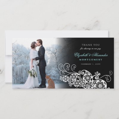 fatfatin Floral Paisley White Wedding TQ Card Personalized Photo Card