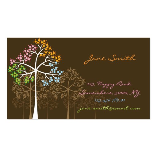 fatfatin Four Seasons Trees Custom Business Cards (front side)