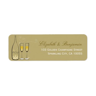 fatfatin Gold Champagne Bubbles Address Labels