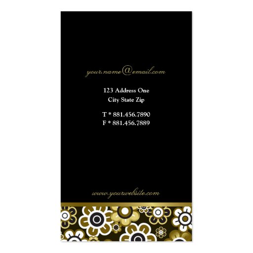 fatfatin Golden Blooms Chic Profile Card Business Card Templates (back side)