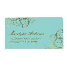 fatfatin Golden Spirals Wedding Address Label
