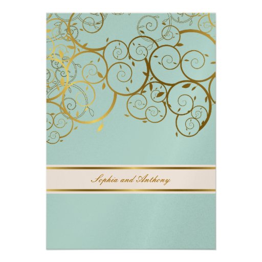 fatfatin Golden Spirals Wedding Invitation