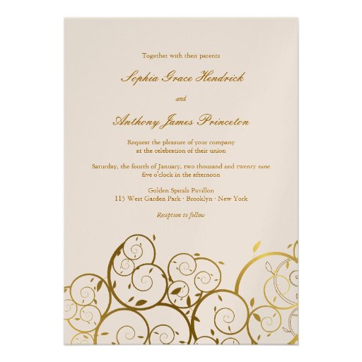 fatfatin Golden Spirals Wedding Invitation