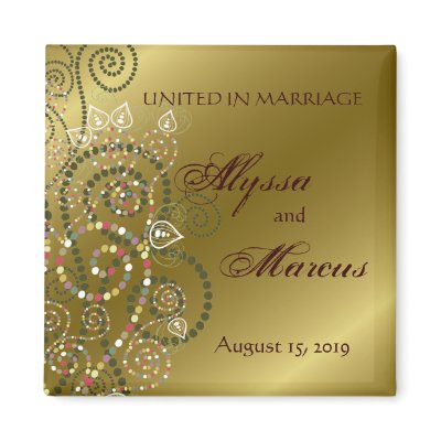 fatfatin Green Boho Spirals Gold Save The Date Magnets