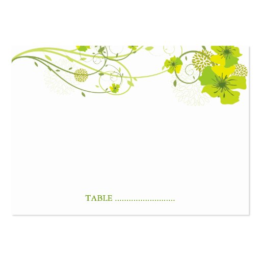 fatfatin Green Hibiscus Swirls Guest Place Card Business Cards (front side)