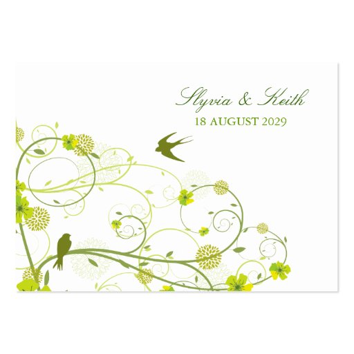 fatfatin Green Hibiscus Swirls Guest Place Card Business Cards (back side)