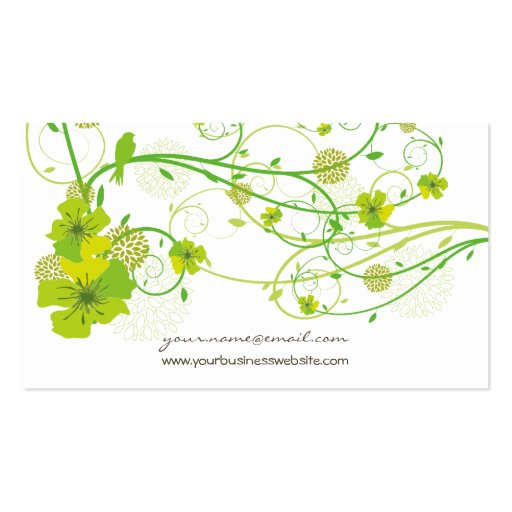 fatfatin Green Hibiscus Swirls & Swallows 2 Business Cards (back side)