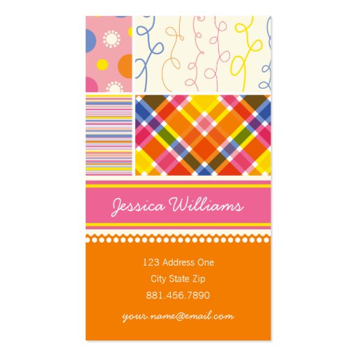 fatfatin Hot Pink Combo Pattern Profile Card Business Cards