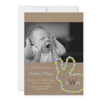 fatfatin Jigsaw Bunny Baby Boy Birth Announcement