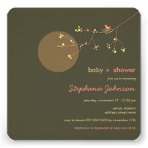 fatfatin Nesting Bird Family 2 Baby Shower Invite