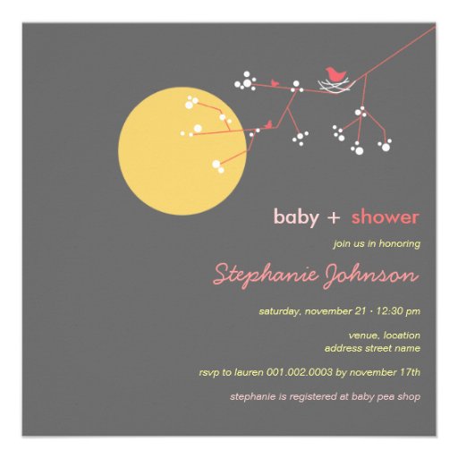 fatfatin Nesting Bird Family 5 Baby Shower Invite