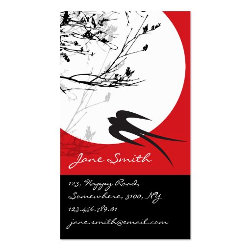 fatfatin Oriental Swallows in Moonlight Business Cards (front side)
