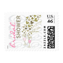 fatfatin Pink Champagne Cheers Bridal Shower Stamp