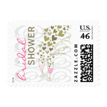 fatfatin Pink Champagne Cheers Bridal Shower Stamp