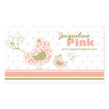 fatfatin Pink Swirly Whimsical Birds Business Card