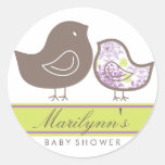 fatfatin Purple Damask Chicks Baby Shower Sticker