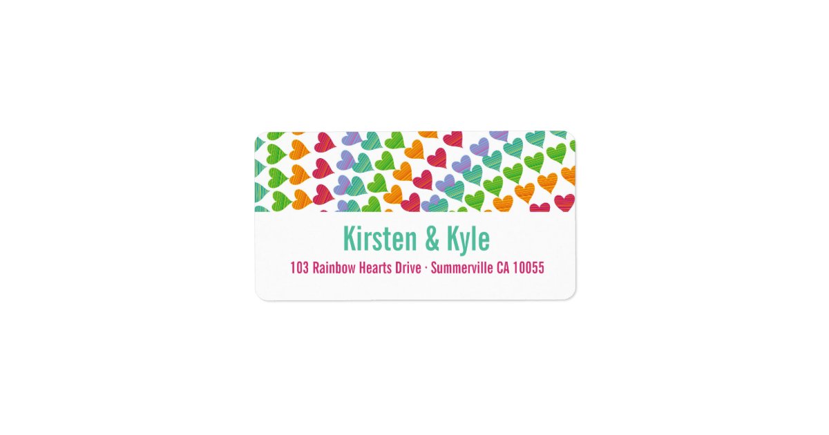 fatfatin Rainbow Heart Sprinkles Address Labels Zazzle