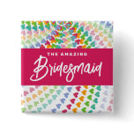 fatfatin Rainbow Heart Sprinkles Wedding Name Tag buttons