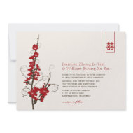 fatfatin Red Cherry Blossoms Wedding Invitation invitation