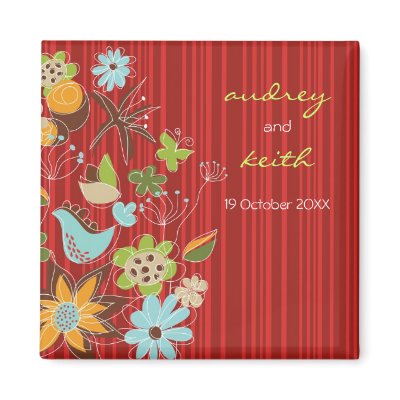 Red Floral Garden Save Date / Gift / Favor Magnet