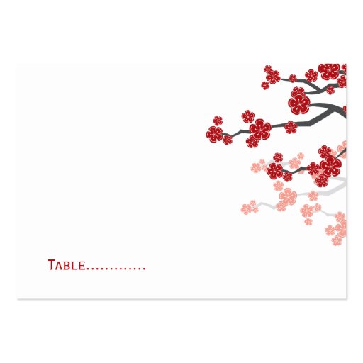 fatfatin Red Sakuras Double Happiness Guest Place  Business Card Templates (front side)