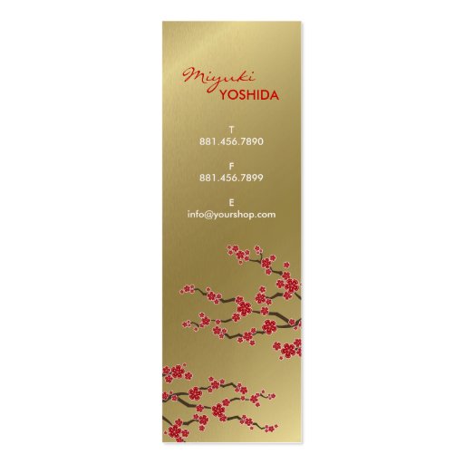 fatfatin Red Sakuras Oriental Zen Profile Card Business Card (front side)