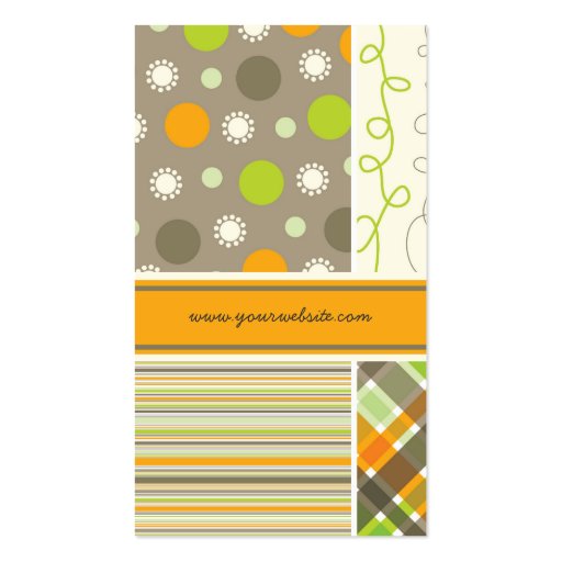 fatfatin Retro Orange Brown Combo Pattern Business Card Templates (back side)