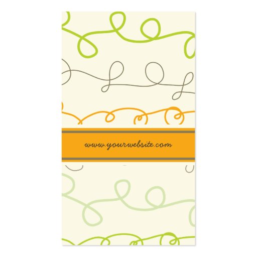 fatfatin Retro Orange Green Scribbles Pattern Business Card Template (back side)