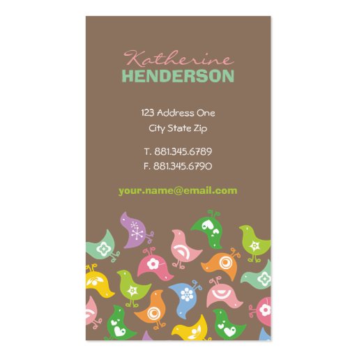 fatfatin Retro Rainbow Chicks Pattern Profile Card Business Cards (front side)