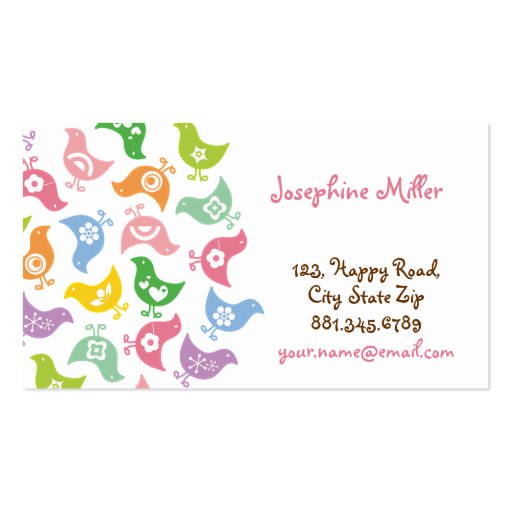 fatfatin Retro Rainbow Chicks Pattern Profile Card Business Card (front side)