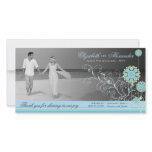 fatfatin Snow Flower Swirls Blue Thank You Customized Photo Card