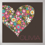 fatfatin Spring Flowers Heart Wall Art Print